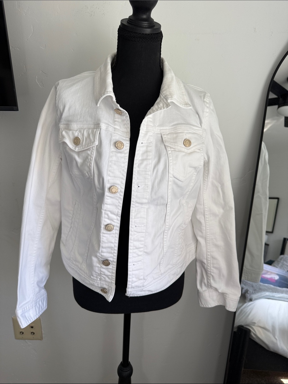Like New - Talbots White Denim Jacket with Button Front